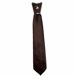 vintage brown Cowboy Clip On necktie "Monsieur Cravateur" Silver Features